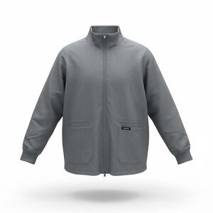 Jaanuu Ceri 6-Pocket Scrub Jacket Heather Grey 1X Plus Full Zip Warm Up